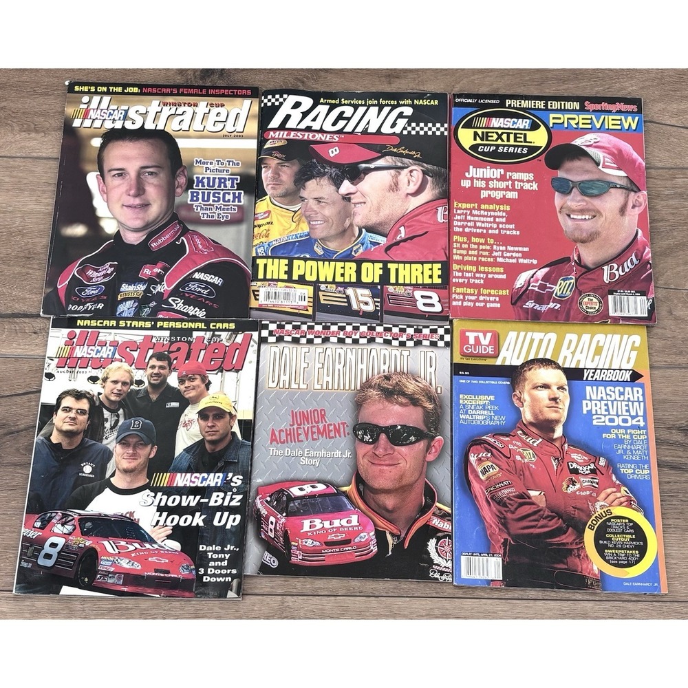 Lot 6 NASCAR Dale Earnhardt Jr Magazines Books Programs 2003 2004 Nextel Winston